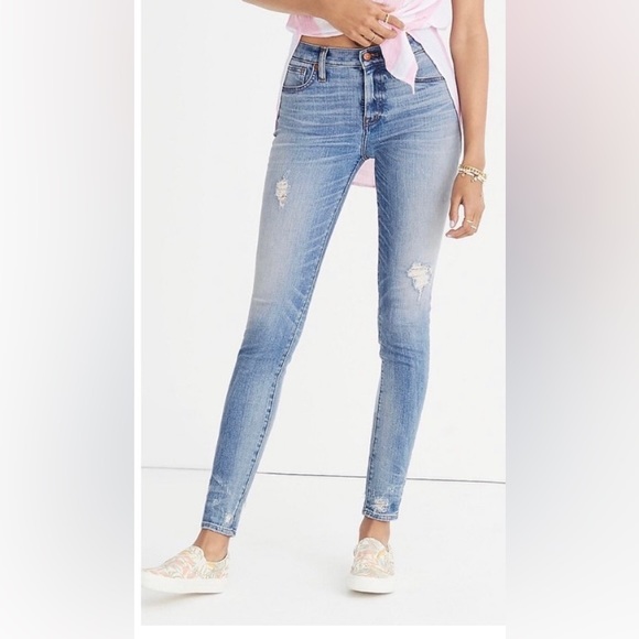 Madewell 9” High Rise Skinny Jeans Destructed Hem Edition - Picture 1 of 4